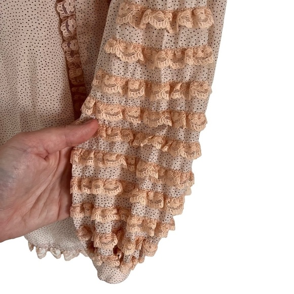 byTIMO Coquette Polka Dot Lace Ruffle Tie Neck Blouse - Picture 8 of 14